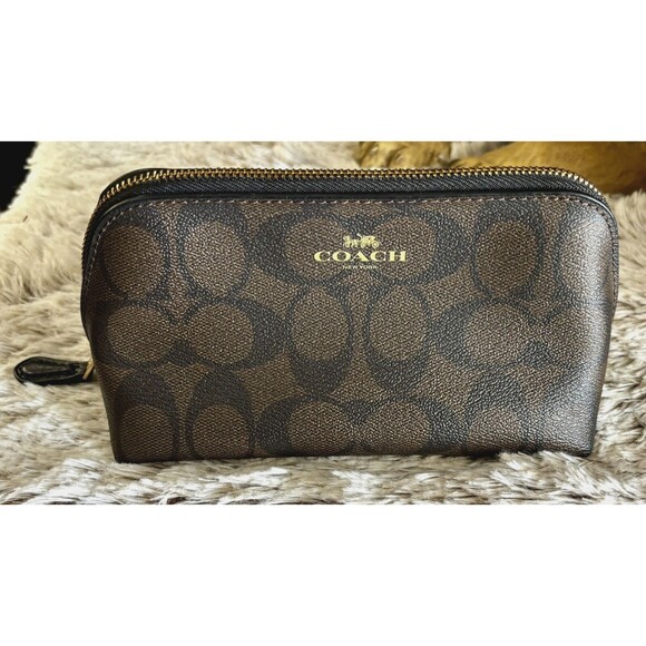 COACH F53385 Cosmetic Case Bag Brown AUTHENTIC Japan - Picture 1 of 5